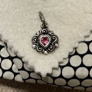 Brighton Birthstone Heart Hangjng Charm. - Pink/Rose/ October